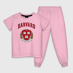 Пижама хлопковая детская Harvard university, цвет: светло-розовый