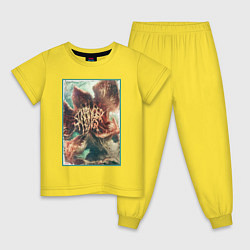 Пижама хлопковая детская Stranger Things: Monster Flower, цвет: желтый