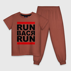 Пижама хлопковая детская Run Вася Run цвета кирпичный — фото 1