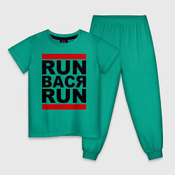 Пижама хлопковая детская Run Вася Run, цвет: зеленый