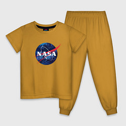 Пижама хлопковая детская NASA: Cosmic Logo, цвет: горчичный
