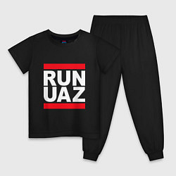 Пижама хлопковая детская Run UAZ, цвет: черный