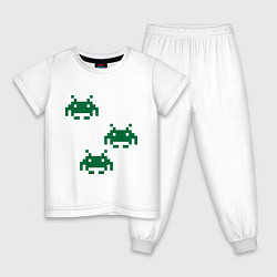 Пижама хлопковая детская Space invaders 8 bit, цвет: белый