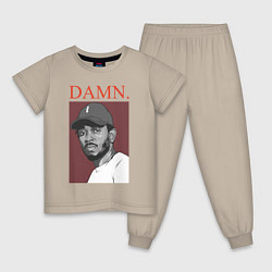 Пижама хлопковая детская Kendrick Lamar: DAMN, цвет: миндальный