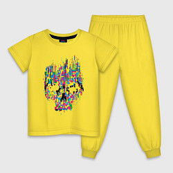Пижама хлопковая детская Череп, цвет: желтый