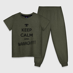 Пижама хлопковая детская Keep Calm & WAAAGH, цвет: меланж-хаки
