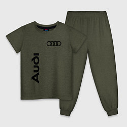 Пижама хлопковая детская Audi Style, цвет: меланж-хаки