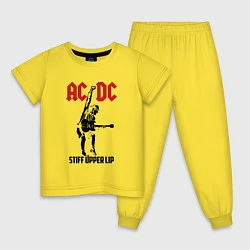 Пижама хлопковая детская AC/DC: Stiff Upper Lip, цвет: желтый
