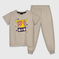 Пижама хлопковая детская Back to 90s, цвет: миндальный