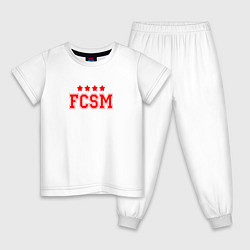 Пижама хлопковая детская FCSM Club, цвет: белый