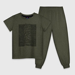 Пижама хлопковая детская Unknown Pleasures, цвет: меланж-хаки