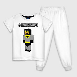 Пижама хлопковая детская Minecraft Batman, цвет: белый