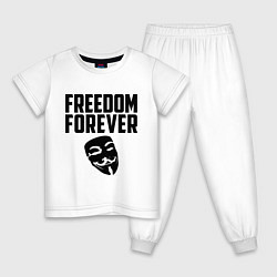 Пижама хлопковая детская Freedom forever, цвет: белый