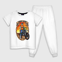Пижама хлопковая детская ENDURO Racing, цвет: белый