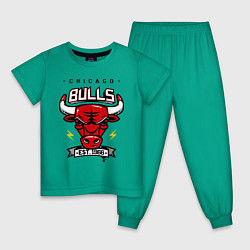 Пижама хлопковая детская Chicago Bulls est. 1966, цвет: зеленый