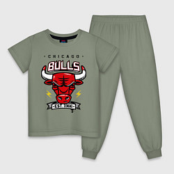 Пижама хлопковая детская Chicago Bulls est. 1966, цвет: авокадо