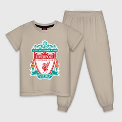 Пижама хлопковая детская Liverpool FC, цвет: миндальный