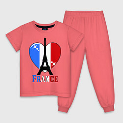 Пижама хлопковая детская France Love, цвет: коралловый