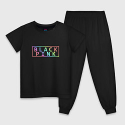 Пижама хлопковая детская Black Pink Rainbow, цвет: черный