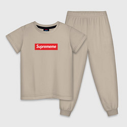 Пижама хлопковая детская Suprememe, цвет: миндальный