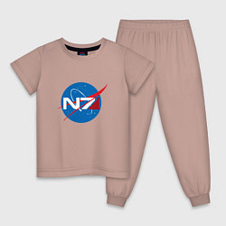 Пижама хлопковая детская NASA N7, цвет: пыльно-розовый