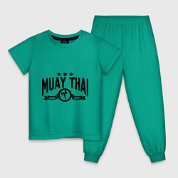 Пижама хлопковая детская Muay thai boxing, цвет: зеленый
