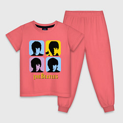 Пижама хлопковая детская The Beatles: pop-art, цвет: коралловый