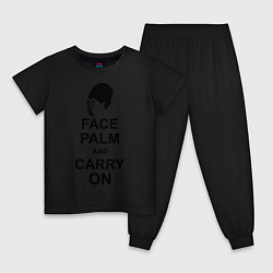Пижама хлопковая детская Face palm and carry on, цвет: черный