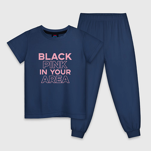 Детская пижама Black Pink in youe area / Тёмно-синий – фото 1