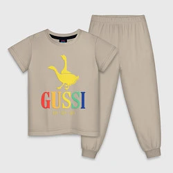 Пижама хлопковая детская GUSSI Rainbow, цвет: миндальный
