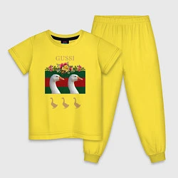 Пижама хлопковая детская GUSSI: Flowers Style, цвет: желтый
