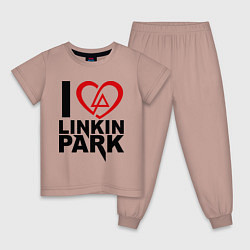 Пижама хлопковая детская I love Linkin Park, цвет: пыльно-розовый