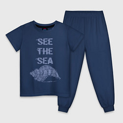 Пижама хлопковая детская Увидеть море, цвет: тёмно-синий