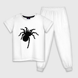 Пижама хлопковая детская Черный паук, цвет: белый