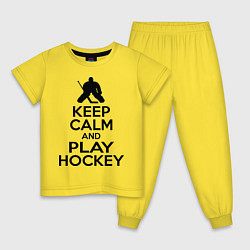 Пижама хлопковая детская Keep Calm & Play Hockey, цвет: желтый