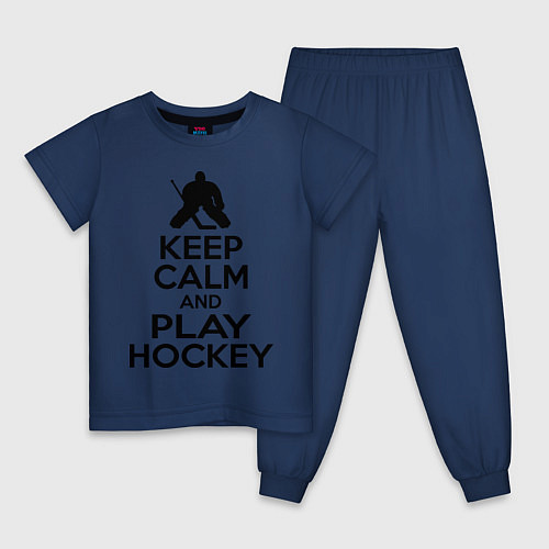 Детская пижама Keep Calm & Play Hockey / Тёмно-синий – фото 1