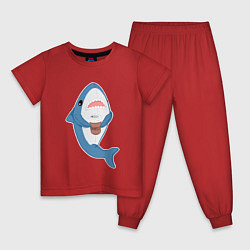 Пижама хлопковая детская Hype Shark, цвет: красный