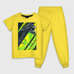 Пижама хлопковая детская Чужой alien, цвет: желтый