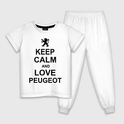 Пижама хлопковая детская Keep Calm & Love Peugeot, цвет: белый