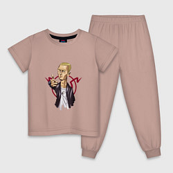 Пижама хлопковая детская Эминем: Slim Shady, цвет: пыльно-розовый