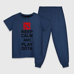 Пижама хлопковая детская Keep Calm & Play Dota, цвет: тёмно-синий