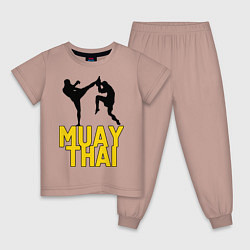 Пижама хлопковая детская Muay Thai, цвет: пыльно-розовый