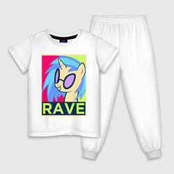 Пижама хлопковая детская DJ Pon-3 RAVE, цвет: белый