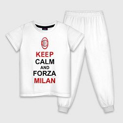 Пижама хлопковая детская Keep Calm & Forza Milan, цвет: белый