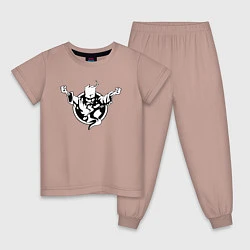 Пижама хлопковая детская Thunderdome logo, цвет: пыльно-розовый