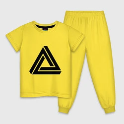 Пижама хлопковая детская Triangle Visual Illusion, цвет: желтый