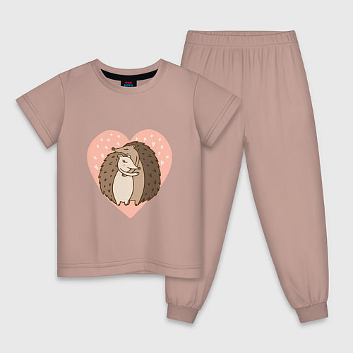 Детская пижама Влюбленные ёжики / Пыльно-розовый – фото 1