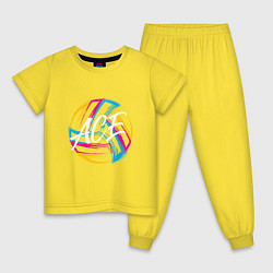 Пижама хлопковая детская Волейбол, цвет: желтый