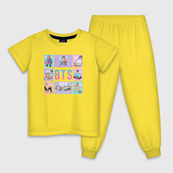Пижама хлопковая детская BTS Boys, цвет: желтый