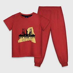 Пижама хлопковая детская Нью-Йорк - США, цвет: красный